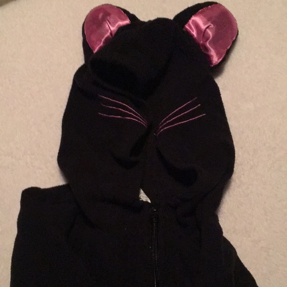 Girls cat costume/pajamas long sleeved zip front gathered legs hood w/ears - Picture 1 of 4